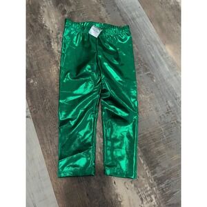 Kids Shiny Green Metallic Pants Trousers Mardi Gras Cosplay Costume Size 12M- 2T